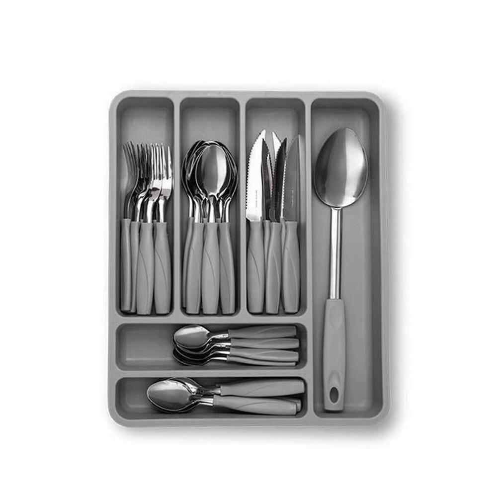 Kit Faqueiro Aço Inox 32 Peças Itaparica e Organizador de Ta