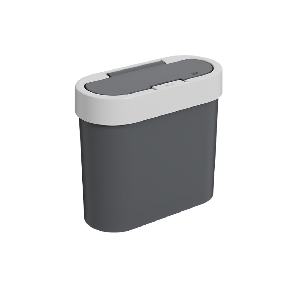 Lixeira Flat 2,8 L Cinza Claro e Cinza Escuro