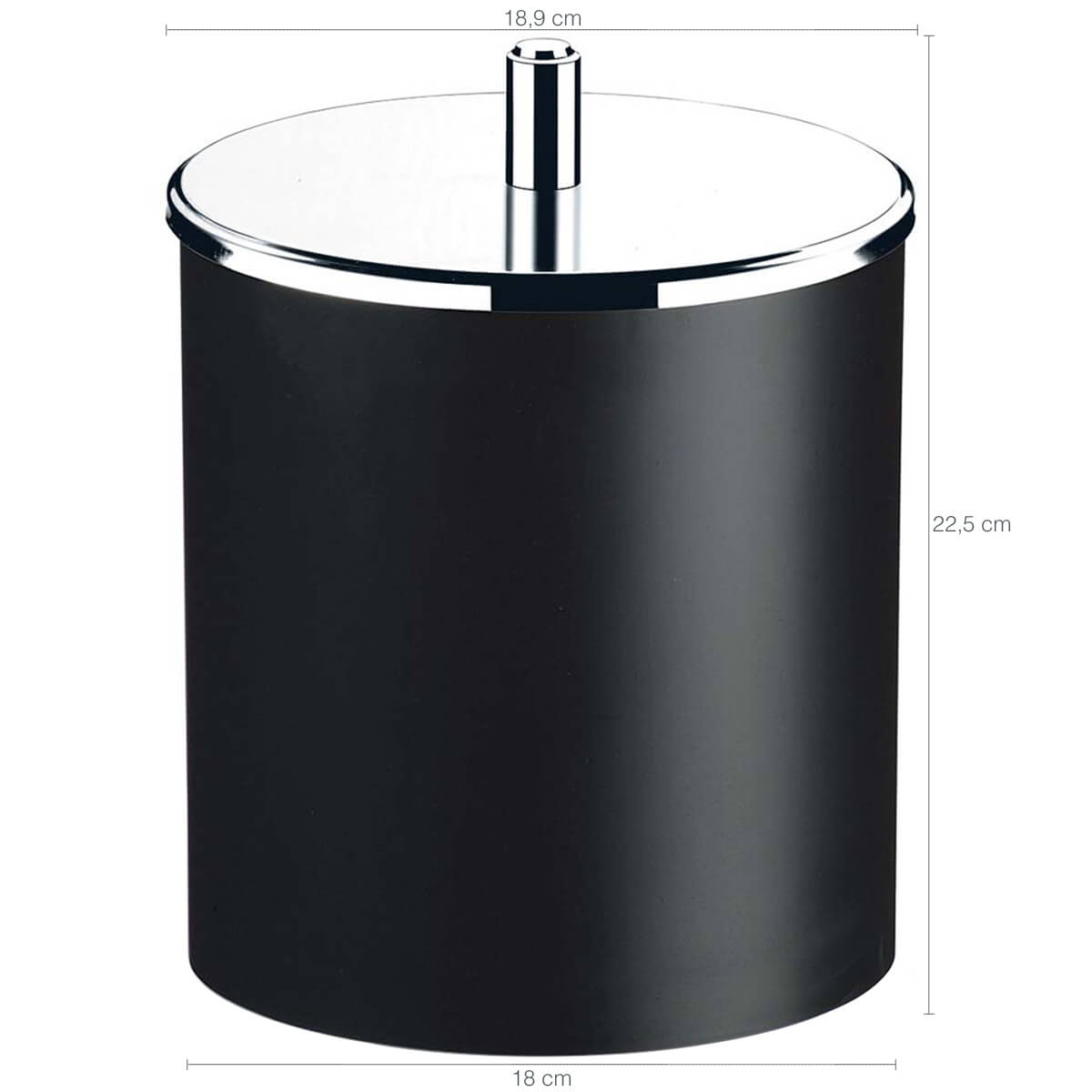 Lixeira com Tampa Inox 5,4 L Lixeira para Banheiro Cozinha Preta