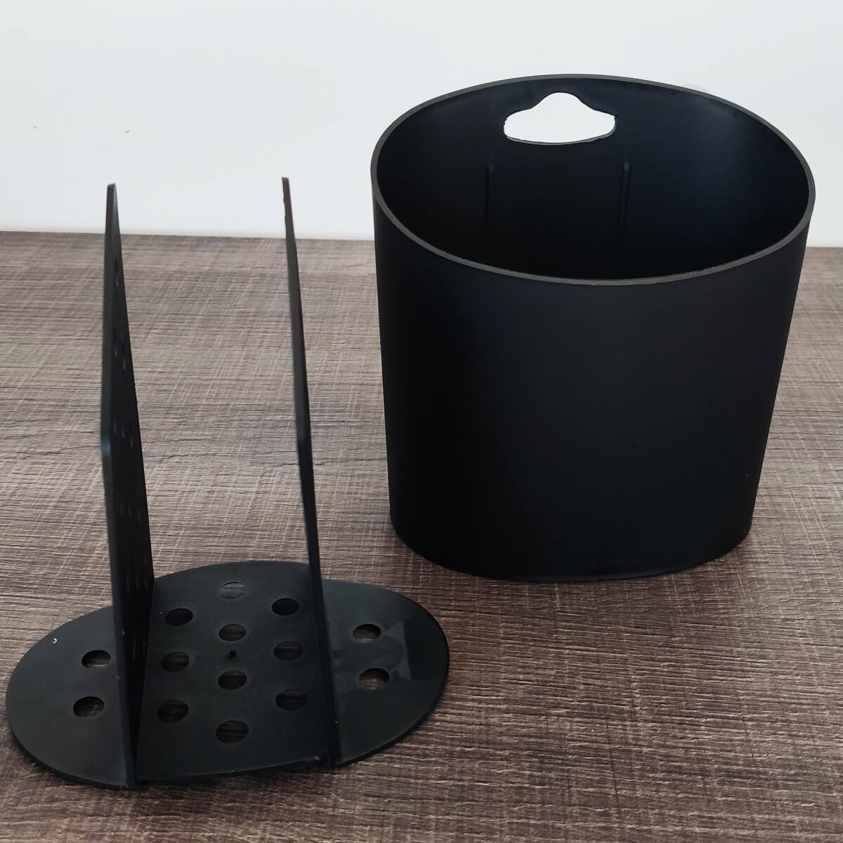 Organizador Dispenser Escorredor Preto Porta Talheres de Plástico Oval Para Pia Coza