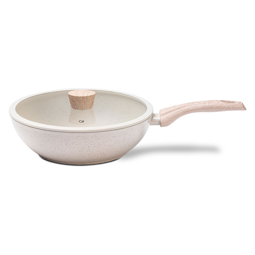 Panela Wok com Tampa Sirius Off White 28 cm