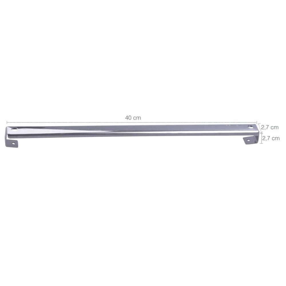 Suporte Barra 40cm Aço Inox E 12 Ganchos Em Aço Cromado