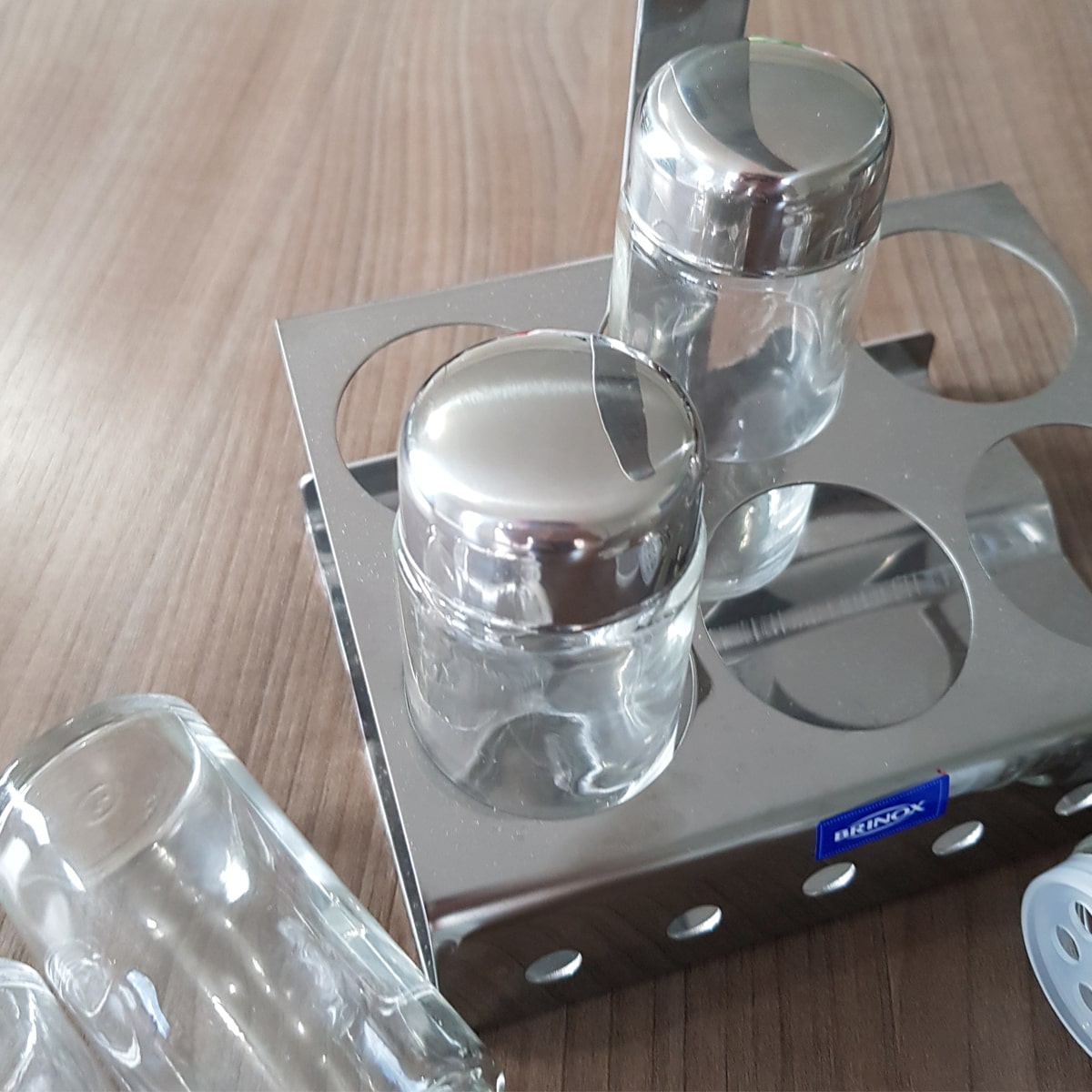 Suporte Porta Condimentos Temperos Inox Brinox 6 Galhetas