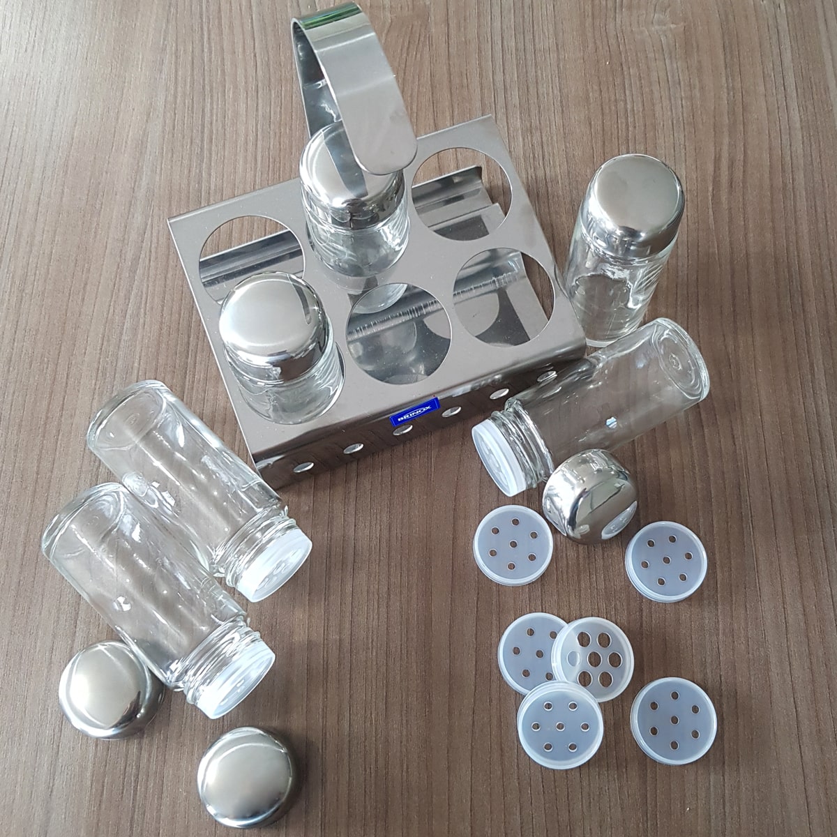 Suporte Porta Condimentos Temperos Inox Brinox 6 Galhetas