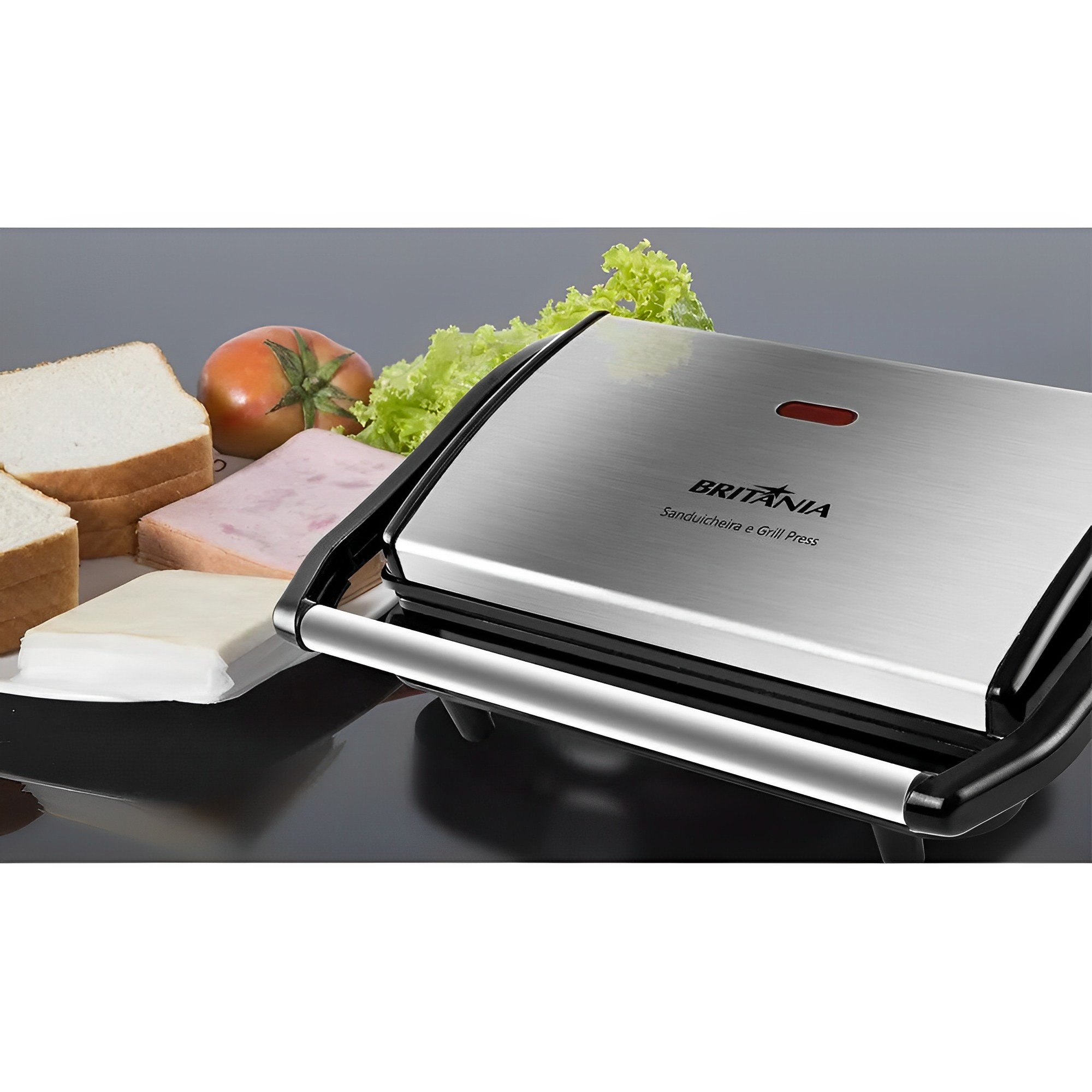 Sanduicheira Grill Inox 2 em 1 Antiaderente Ajustável BGR271 Britania 110V