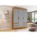 Guarda-Roupa Casal Lema 3 Portas 4 Gavetas Nature e Cinza