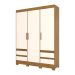 Guarda-Roupa Casal Lema 3 Portas 4 Gavetas Nature e Off White