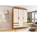 Guarda-Roupa Casal Lema 3 Portas 4 Gavetas Nature e Off White