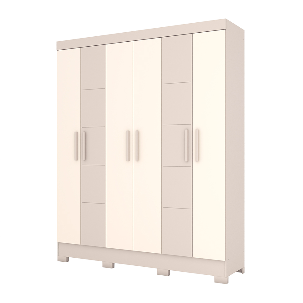 Guarda-Roupa Casal Malbec 4 Portas 2 Gavetas Cristal e Off White