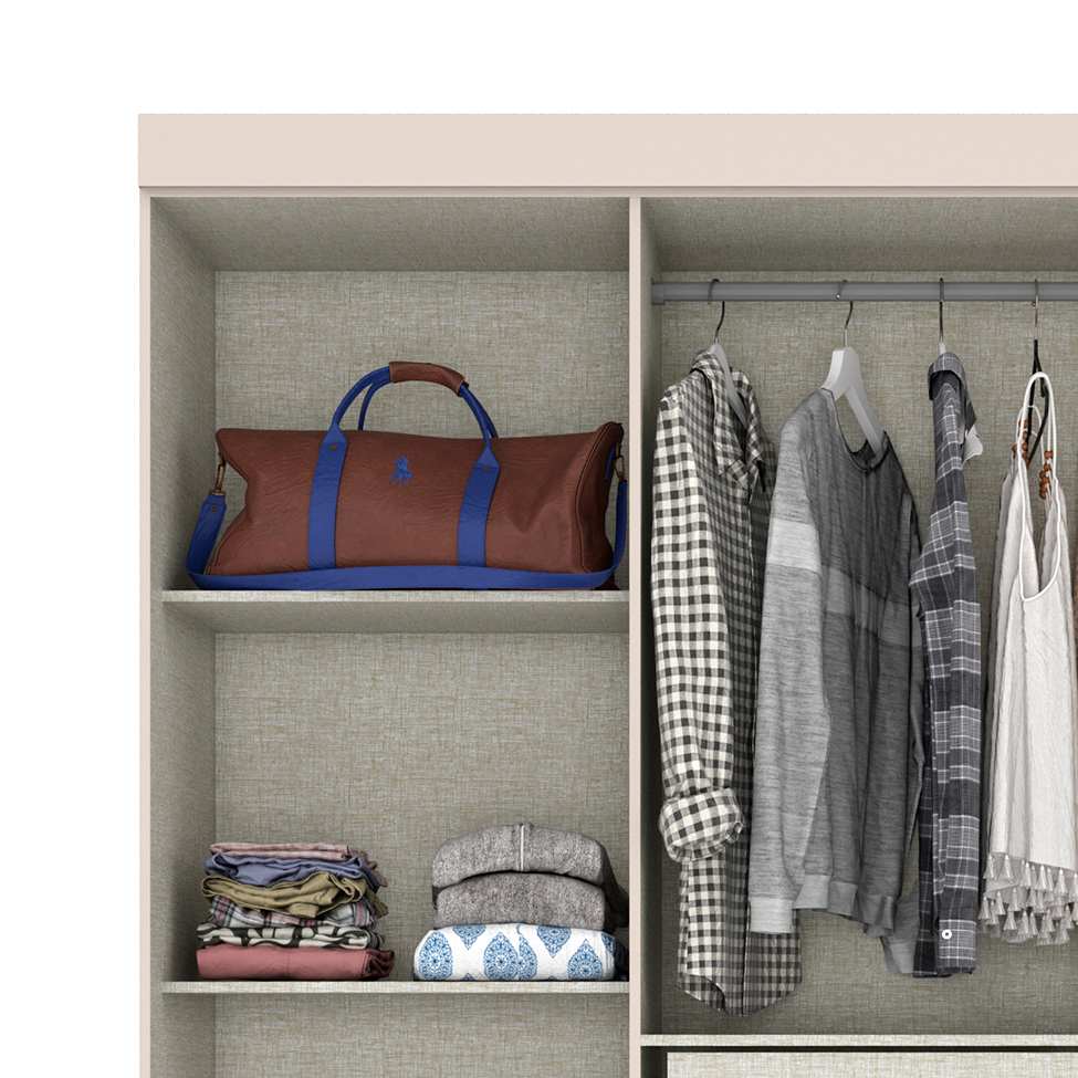 Guarda-Roupa Casal Malbec 4 Portas 2 Gavetas Cristal e Off White
