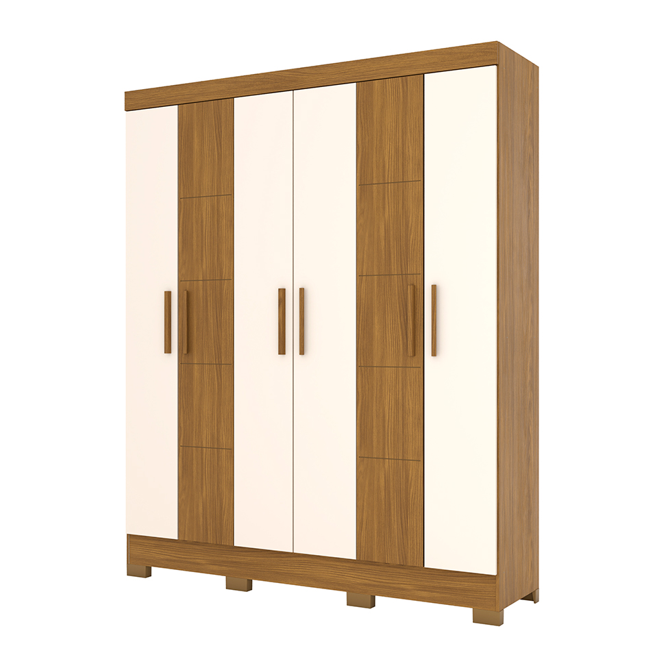 Guarda-Roupa Casal Malbec 4 Portas 2 Gavetas Nature e Off White