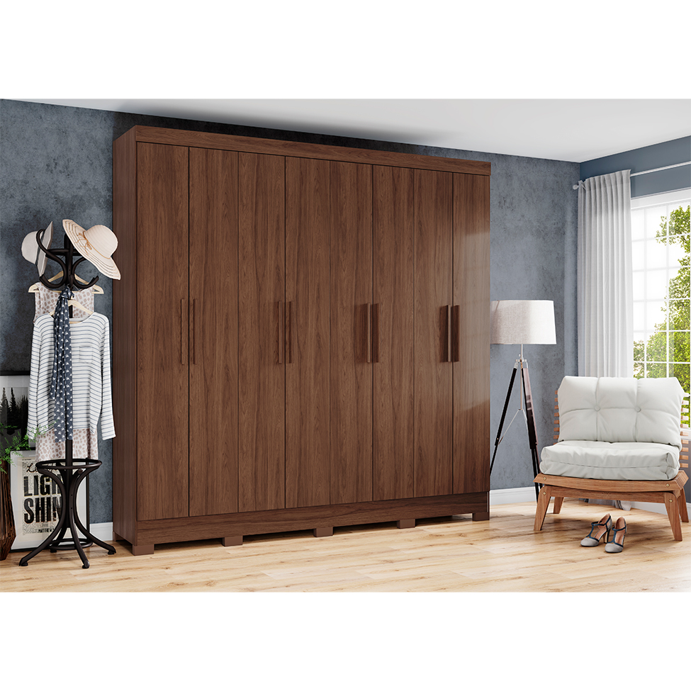 Guarda-Roupa Casal Toscano 8 Portas 4 Gavetas Castanho