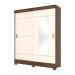 Guarda-Roupa Casal com Espelho Amsterdã 2 Portas 2 Gavetas Castanho e Off White