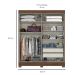 Guarda-Roupa Casal com Espelho Amsterdã 2 Portas 2 Gavetas Castanho e Off White