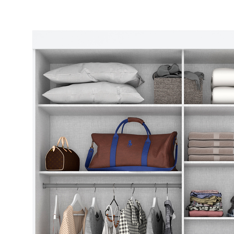 Guarda-Roupa Casal com Espelho Amsterdã Flex 2 Portas 2 Gavetas Branco e Rosa Chá