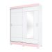 Guarda-Roupa Casal com Espelho Amsterdã Flex 2 Portas 2 Gavetas Branco e Rosa Chá