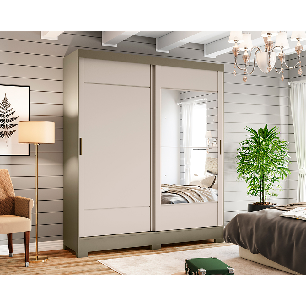 Guarda-Roupa Casal com Espelho Istambul 2 Portas Duna e Cristal