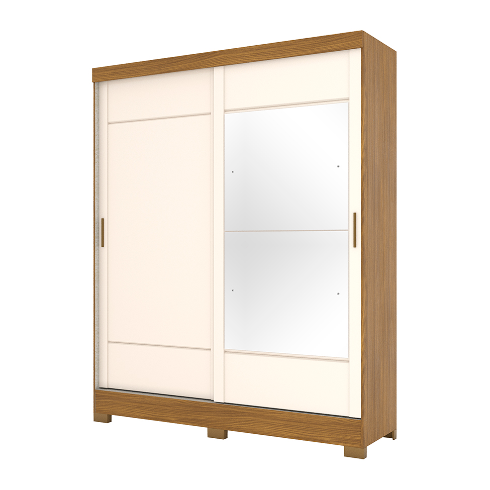 Guarda-Roupa Casal com Espelho Istambul 2 Portas Nature e Off White