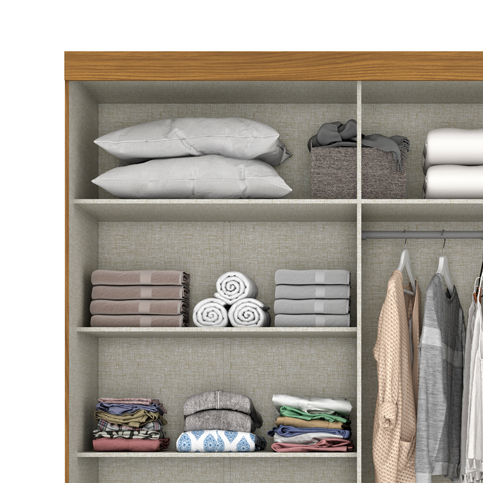 Guarda-Roupa Casal com Espelho Istambul 2 Portas Nature e Off White