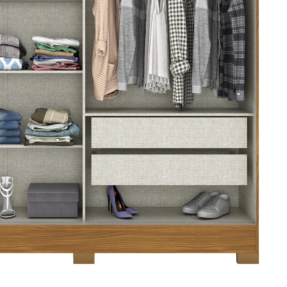 Guarda-Roupa Casal com Espelho Istambul 2 Portas Nature e Off White