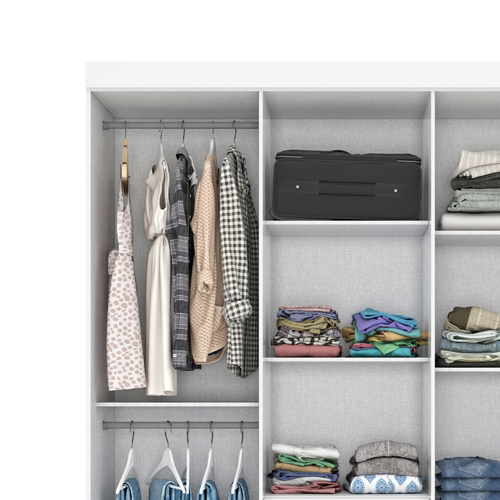 Guarda-Roupa Casal com Espelho Mentor 6 Portas 3 Gavetas Branco