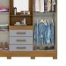 Guarda-Roupa Casal com Espelho Nápole 4 Portas 3 Gavetas Nature e Cinza