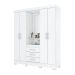 Guarda-Roupa Casal com Espelho Nápole Flex 4 Portas 3 Gavetas Branco e Rosa Chá