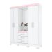 Guarda-Roupa Casal com Espelho Nápole Flex 4 Portas 3 Gavetas Branco e Rosa Chá