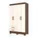 Guarda-Roupa Solteiro Fabuloso 4 Portas 2 Gavetas Castanho e Off White