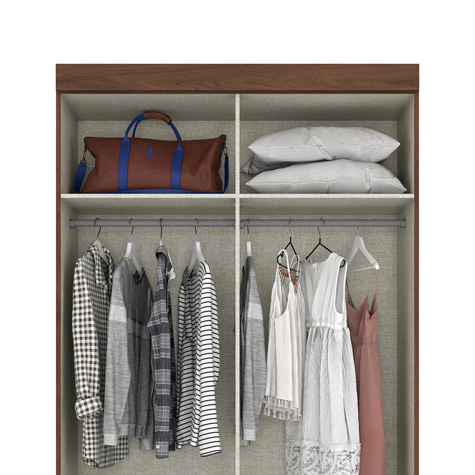 Guarda-Roupa Solteiro Fabuloso 4 Portas 2 Gavetas Castanho e Off White