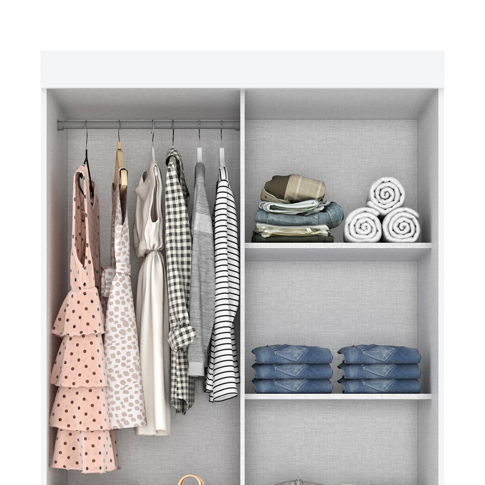 Guarda-Roupa Solteiro Marel Flex 2 Portas 4 Gavetas Branco e Rosa Chá