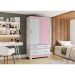 Guarda-Roupa Solteiro Marel Flex 2 Portas 4 Gavetas Branco e Rosa Chá