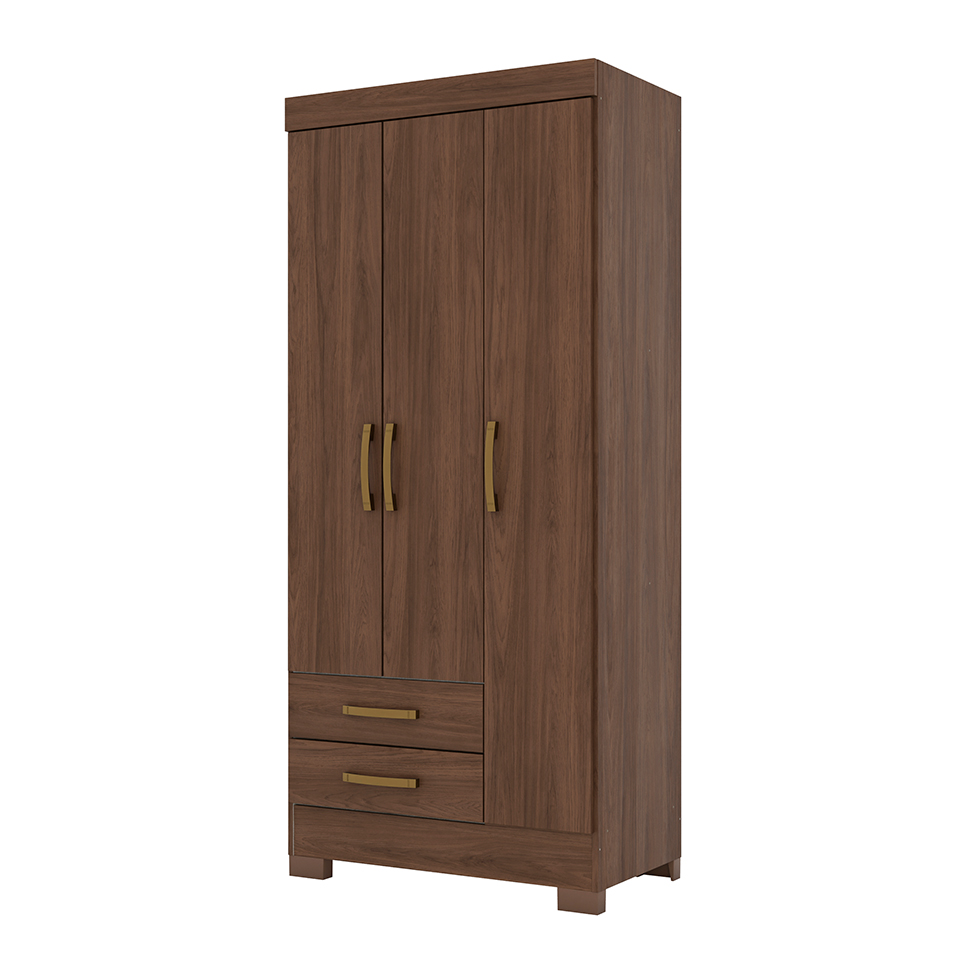 Guarda-Roupa Solteiro Sensi 3 Portas 2 Gavetas Castanho