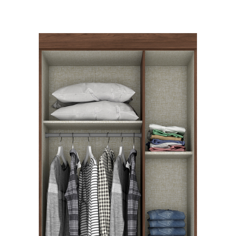 Guarda-Roupa Solteiro Sensi 3 Portas 2 Gavetas Castanho
