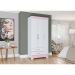 Guarda-Roupa Solteiro Sensi Flex 3 Portas 2 Gavetas Branco e Rosa Chá