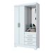 Guarda-Roupa Solteiro com Espelho Pequin Flex 2 Portas 3 Gavetas Branco e Rosa Chá