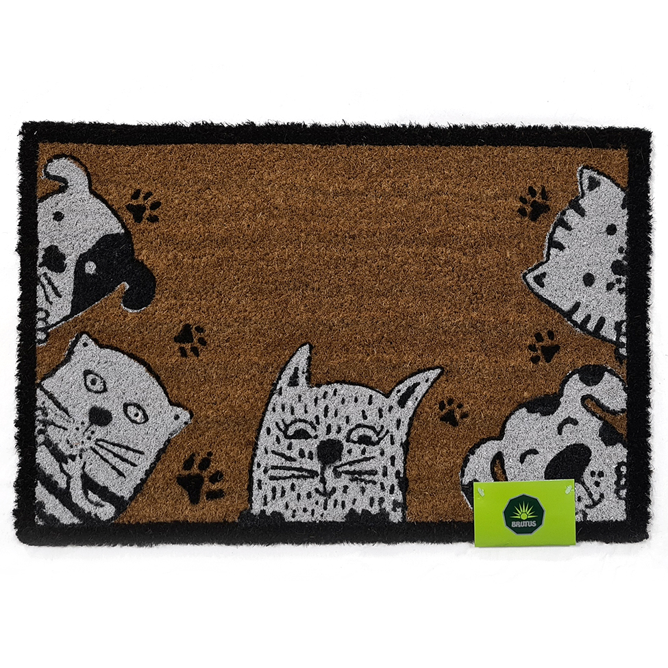 Capacho Animais Natural e Branco 40x60 cm