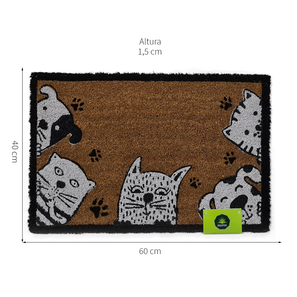 Capacho Animais Natural e Branco 40x60 cm