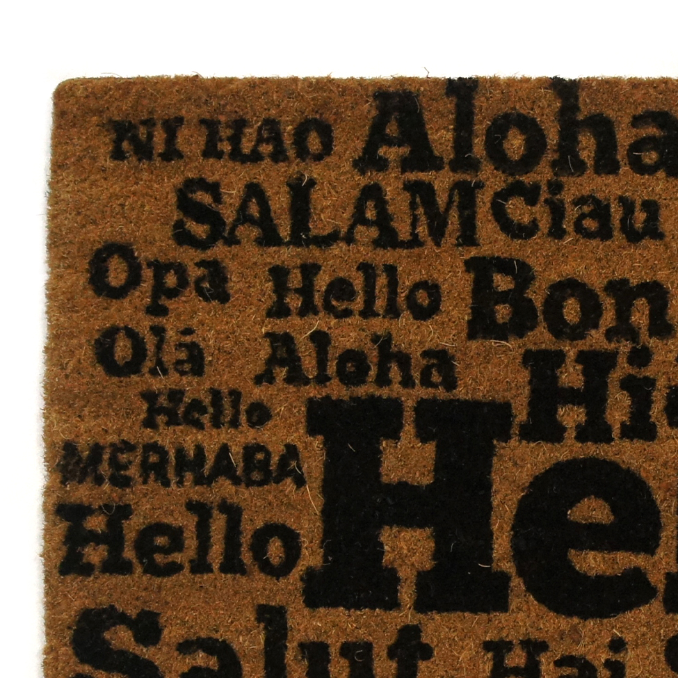 Capacho Hello Natural e Preto 40x60 cm