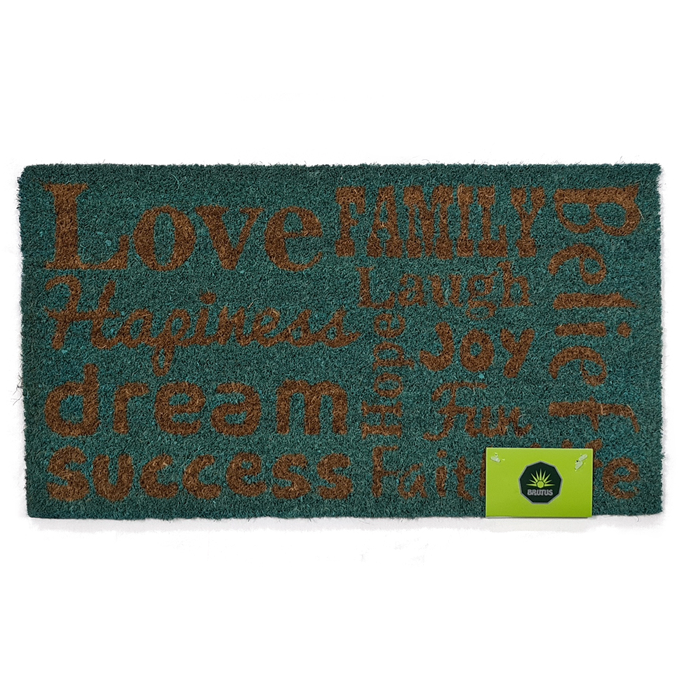 Capacho Love Natural e Azul 33x60 cm
