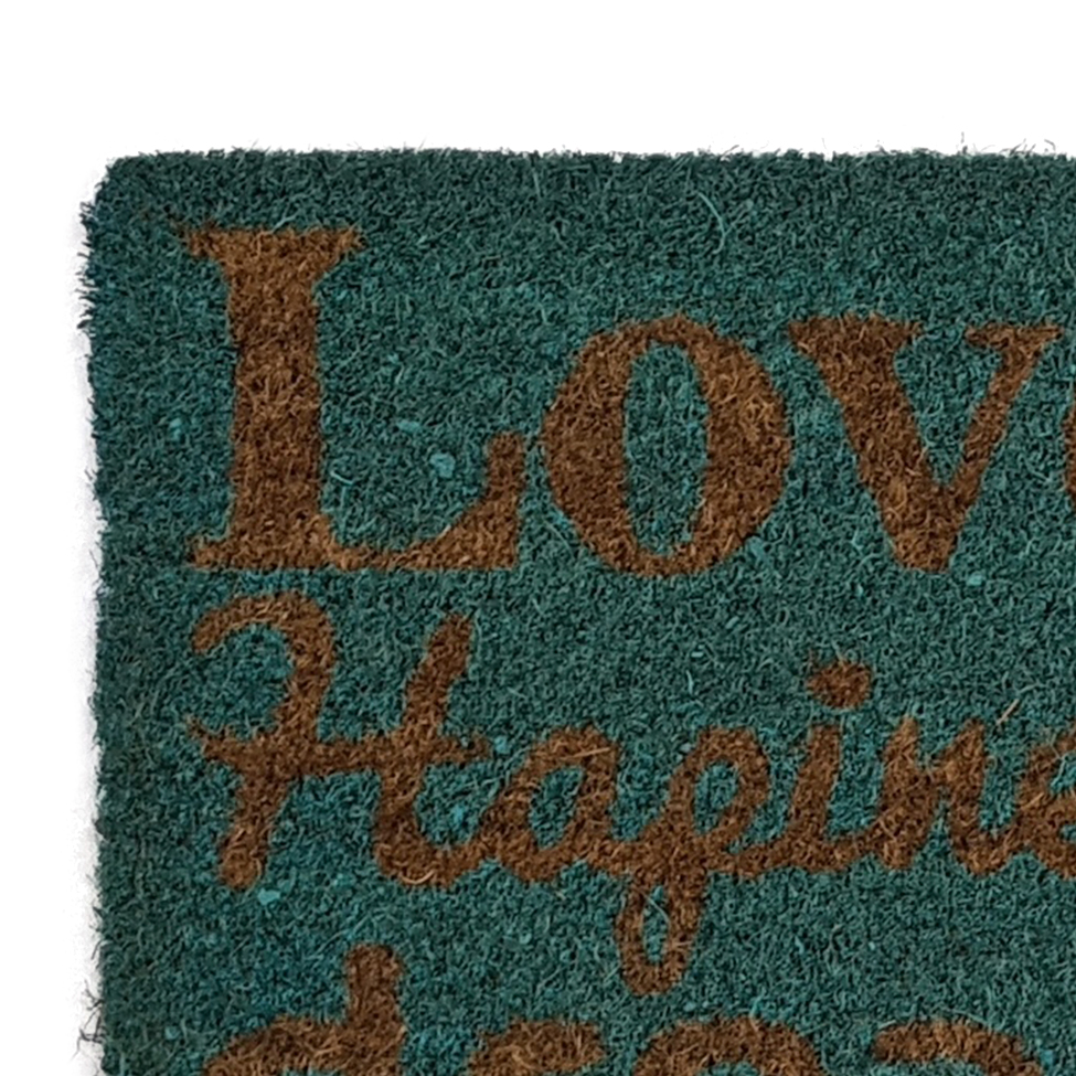Capacho Love Natural e Azul 33x60 cm