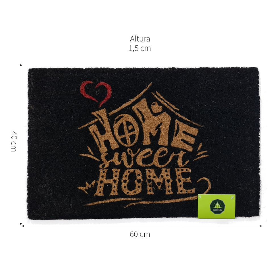 Capacho Sweet Home Natural e Preto 40x60 cm
