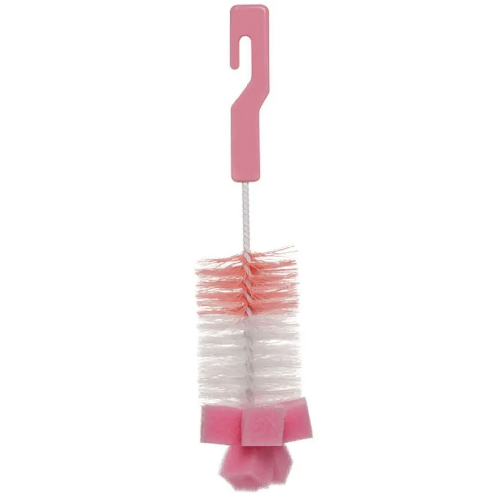 6 Kits de Escovas para Limpeza de Mamadeira e Bico Higienização Esponja Buba Rosa