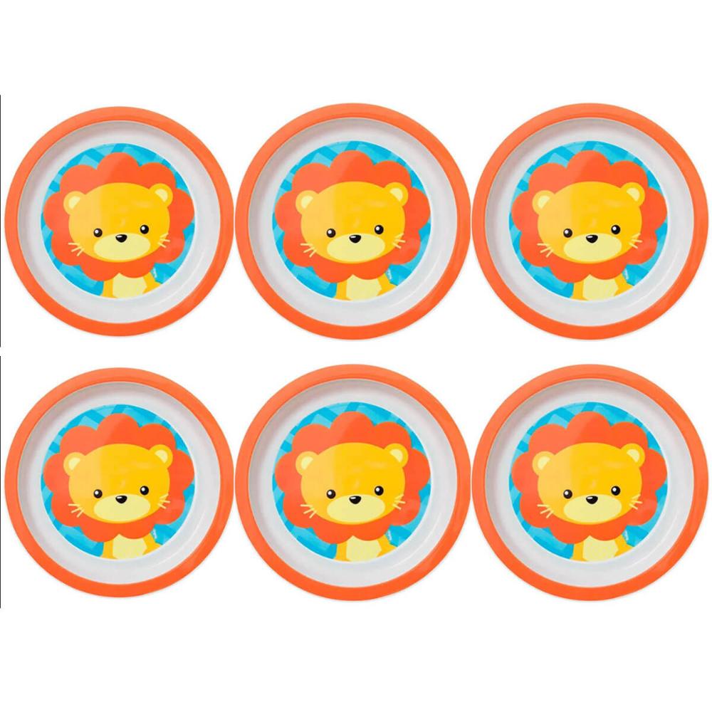 6 Pratos Infantil Buba de Criança Prato Raso Redondo 21cm Pl