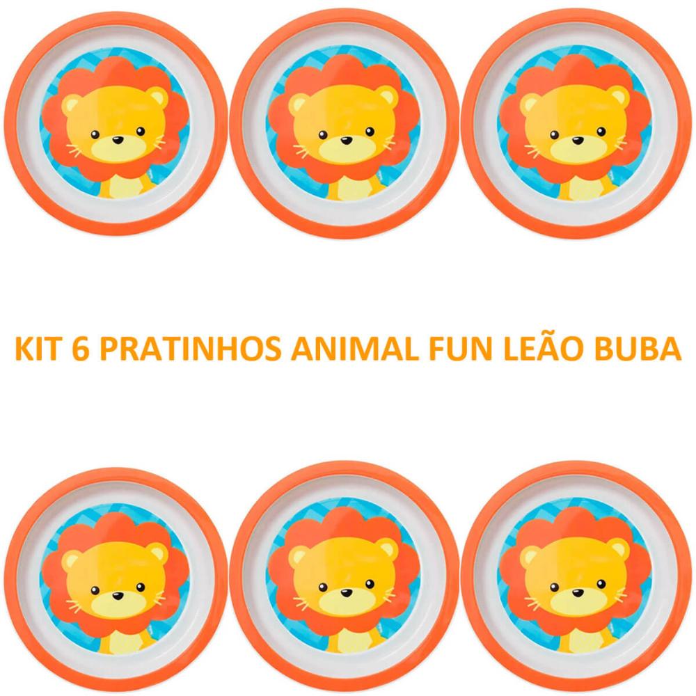 6 Pratos Infantil Buba de Criança Prato Raso Redondo 21cm Pl