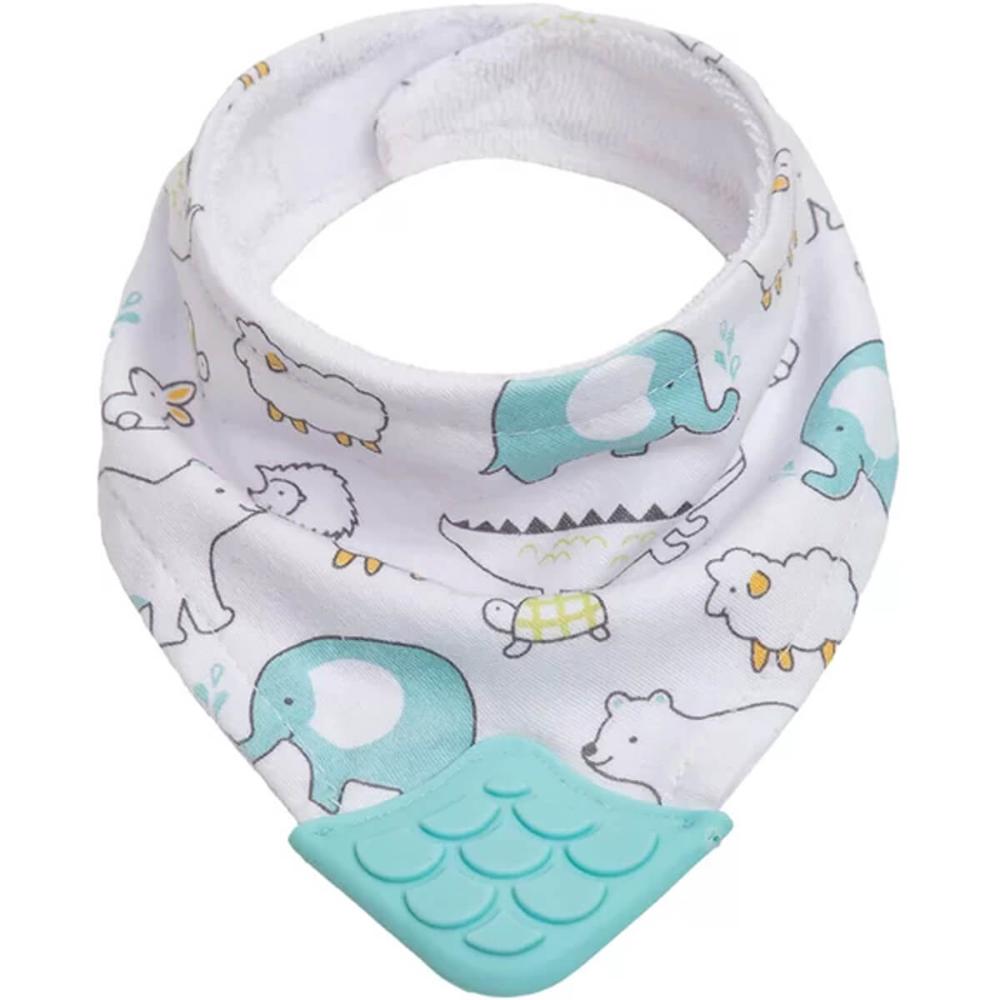 Babador Bandana com Mordedor para Bebê Buba Animaizinhos Azu