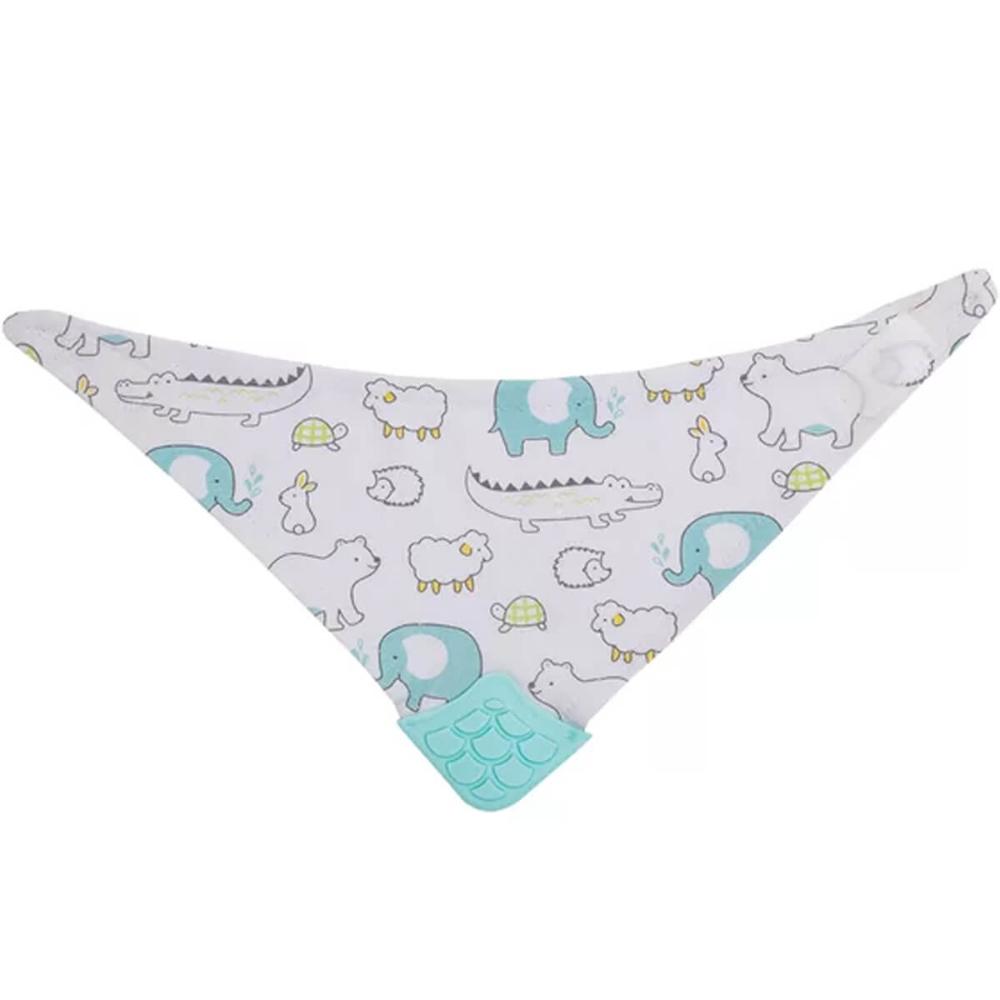 Babador Bandana com Mordedor para Bebê Buba Animaizinhos Azu