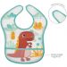 Babador Impermeável com Bolso Cata Migalhas para Bebê Buba Dinossauro Colorido