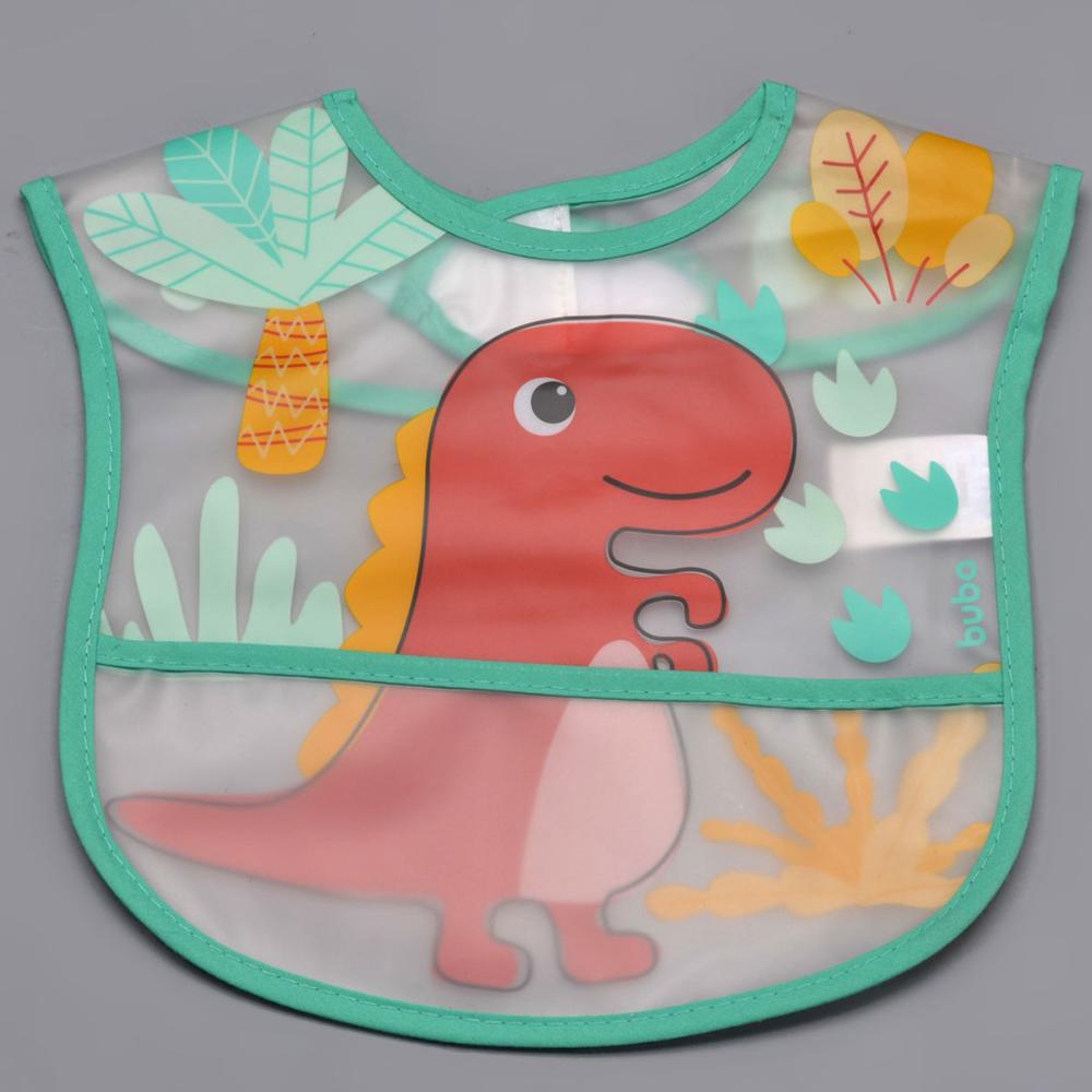 Babador Impermeável com Bolso Cata Migalhas para Bebê Buba Dinossauro Colorido