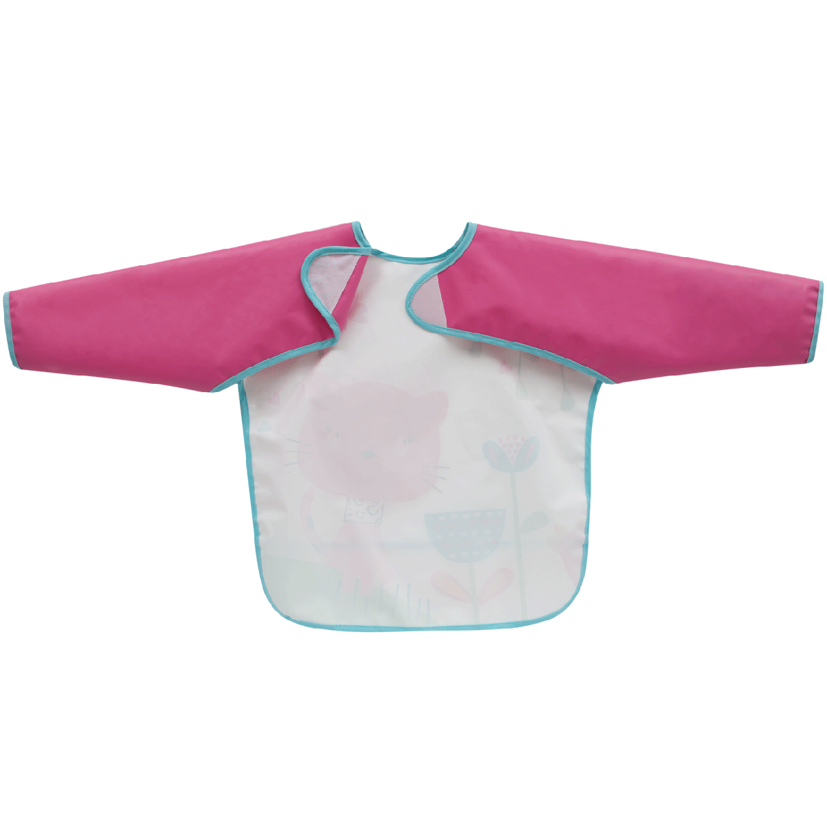 Babador com Mangas e Bolso Pega Cata Migalhas Bebe Rosa
